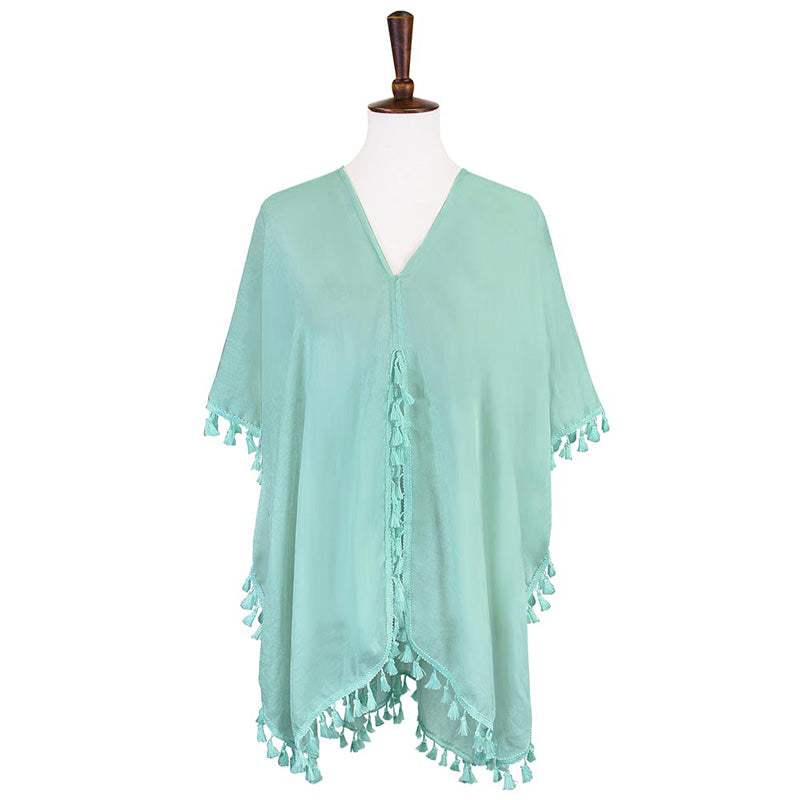 Tassel Trimmed Solid Cover Up - Madeline Love - Flyclothing LLC