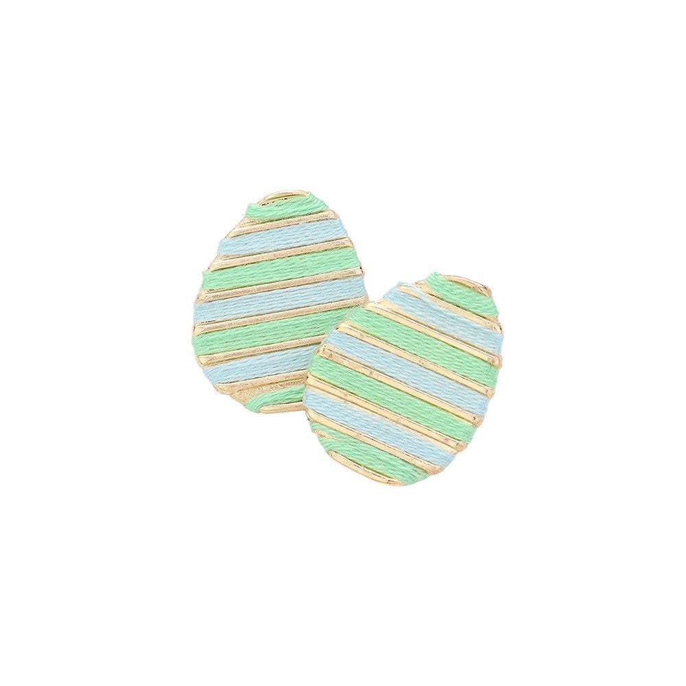 Thread Wrapped Easter Egg Stud Earrings - Madeline Love - Flyclothing LLC
