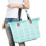 Top Fringe Pointed Check Patterned Tote Bag - Madeline Love - Flyclothing LLC