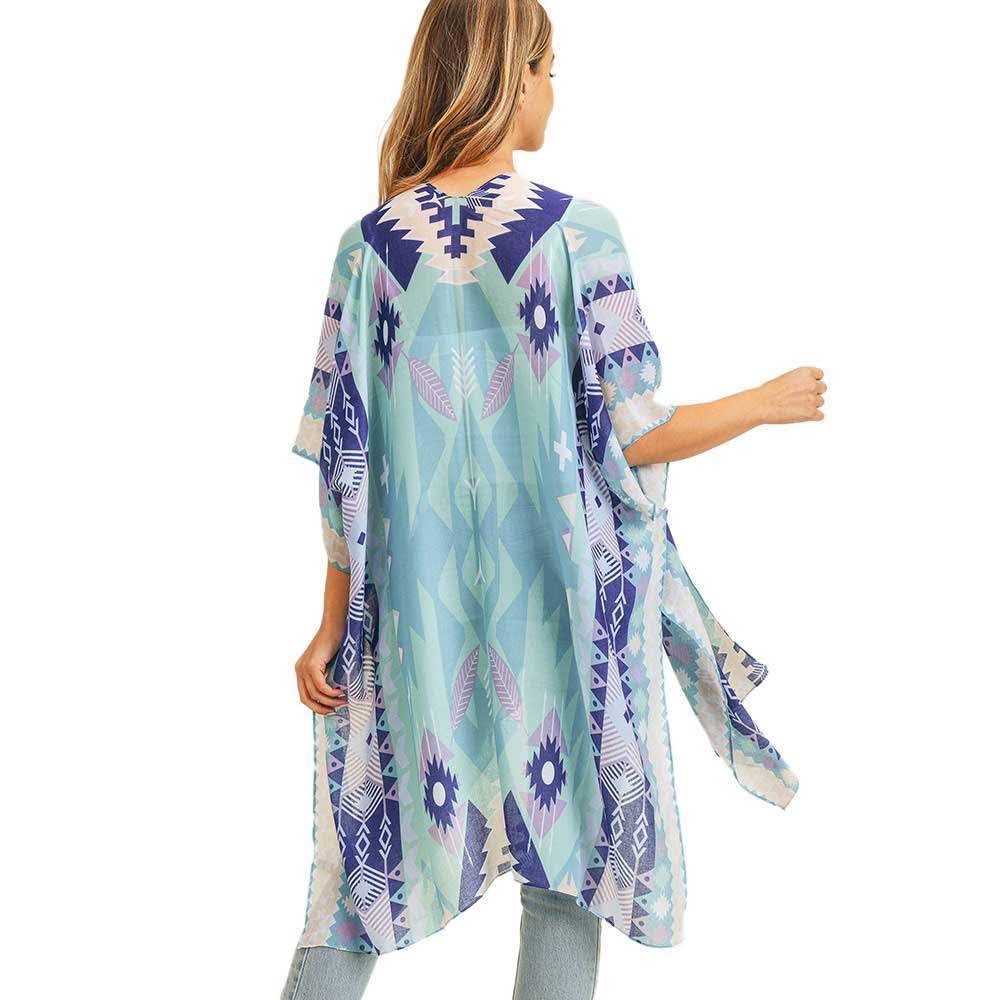 Tribal Patterned Cover Up Kimono Poncho - Madeline Love - Flyclothing LLC