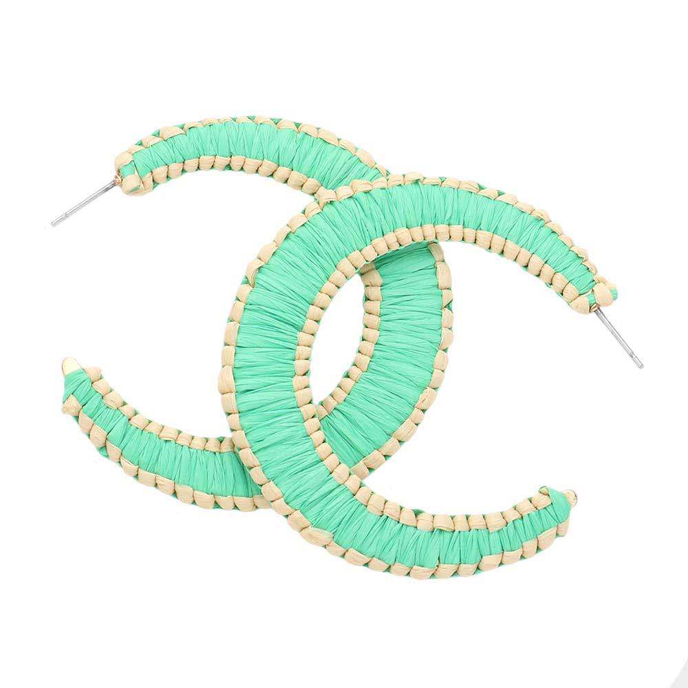 Woven Raffia Hoop Earrings - Madeline Love - Flyclothing LLC