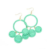 Woven Raffia Open Circle Triple Round Link Dangle Earrings - Madeline Love - Flyclothing LLC
