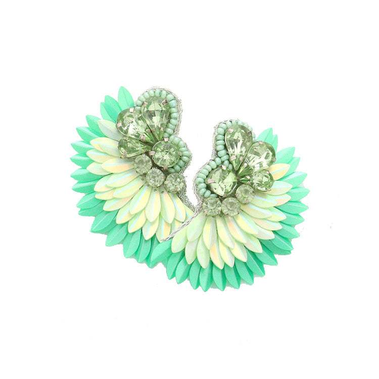 Felt Back Stone Embellished Boho Fringe Earrings - Madeline Love - Flyclothing LLC