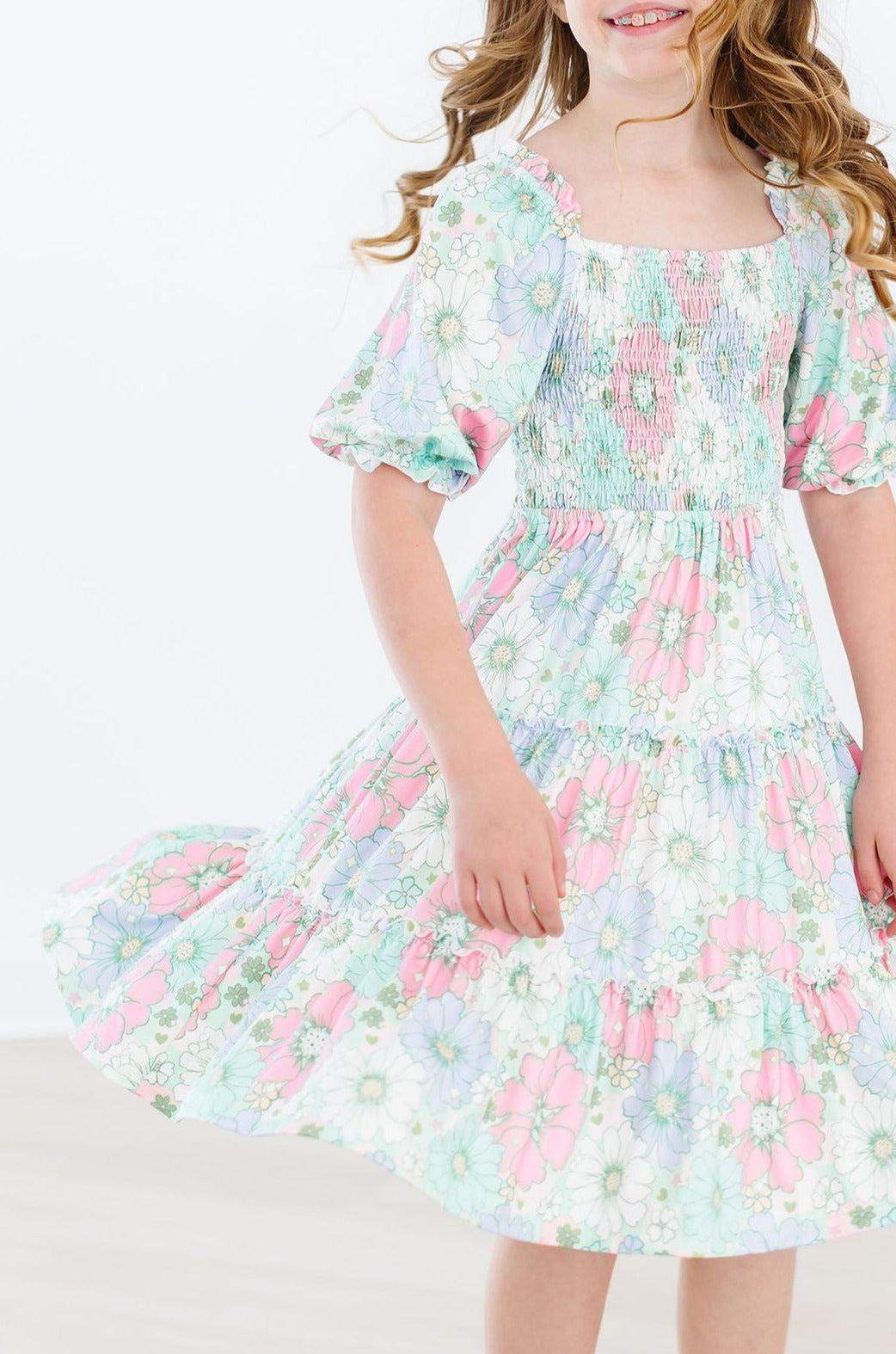 Minty Meadow Smocked Ruffle Dress - Mila & Rose ® - Flyclothing LLC