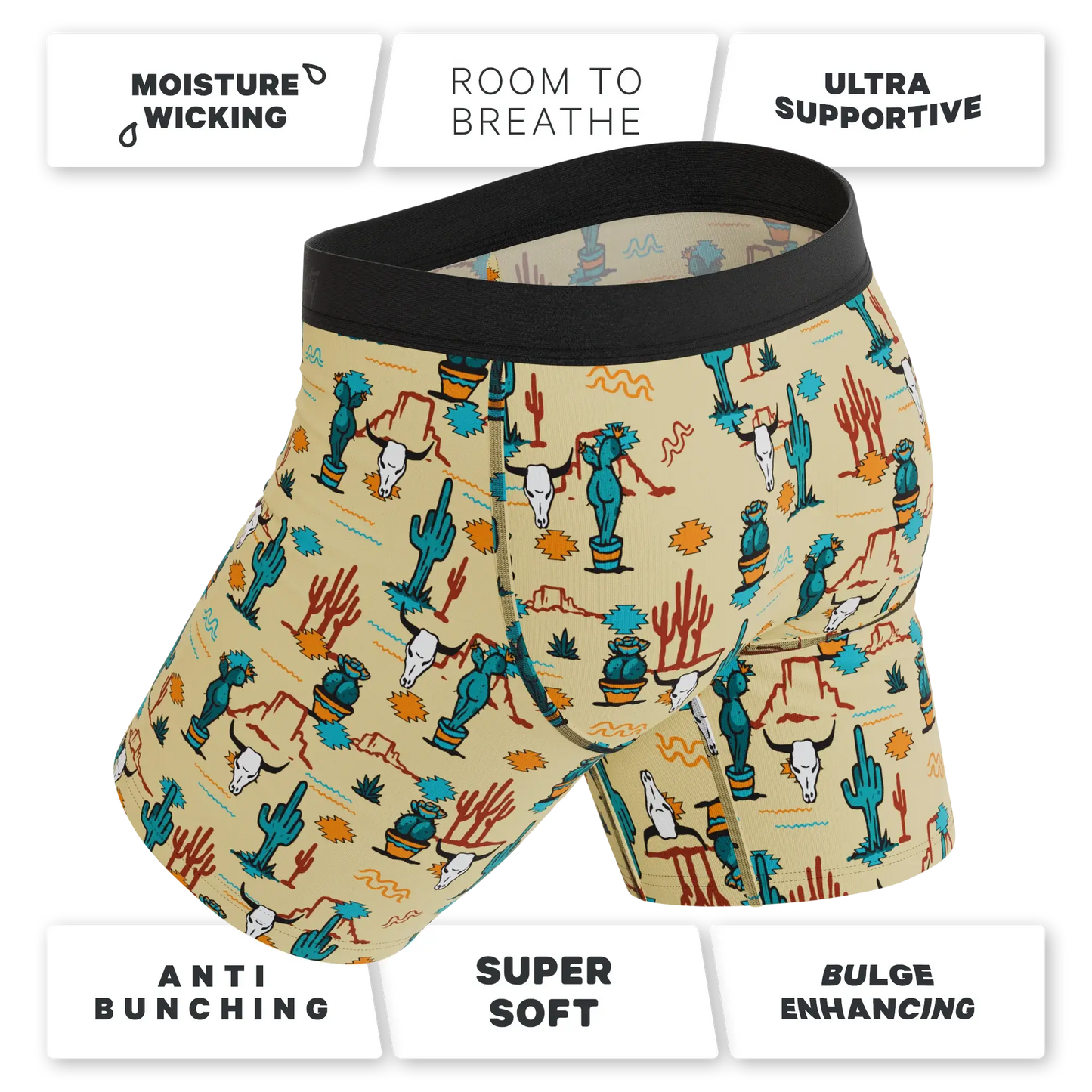 The Mirage | Western Cactus Long Leg Ball Hammock® Pouch Underwear With Fly - Shinesty - Flyclothing LLC