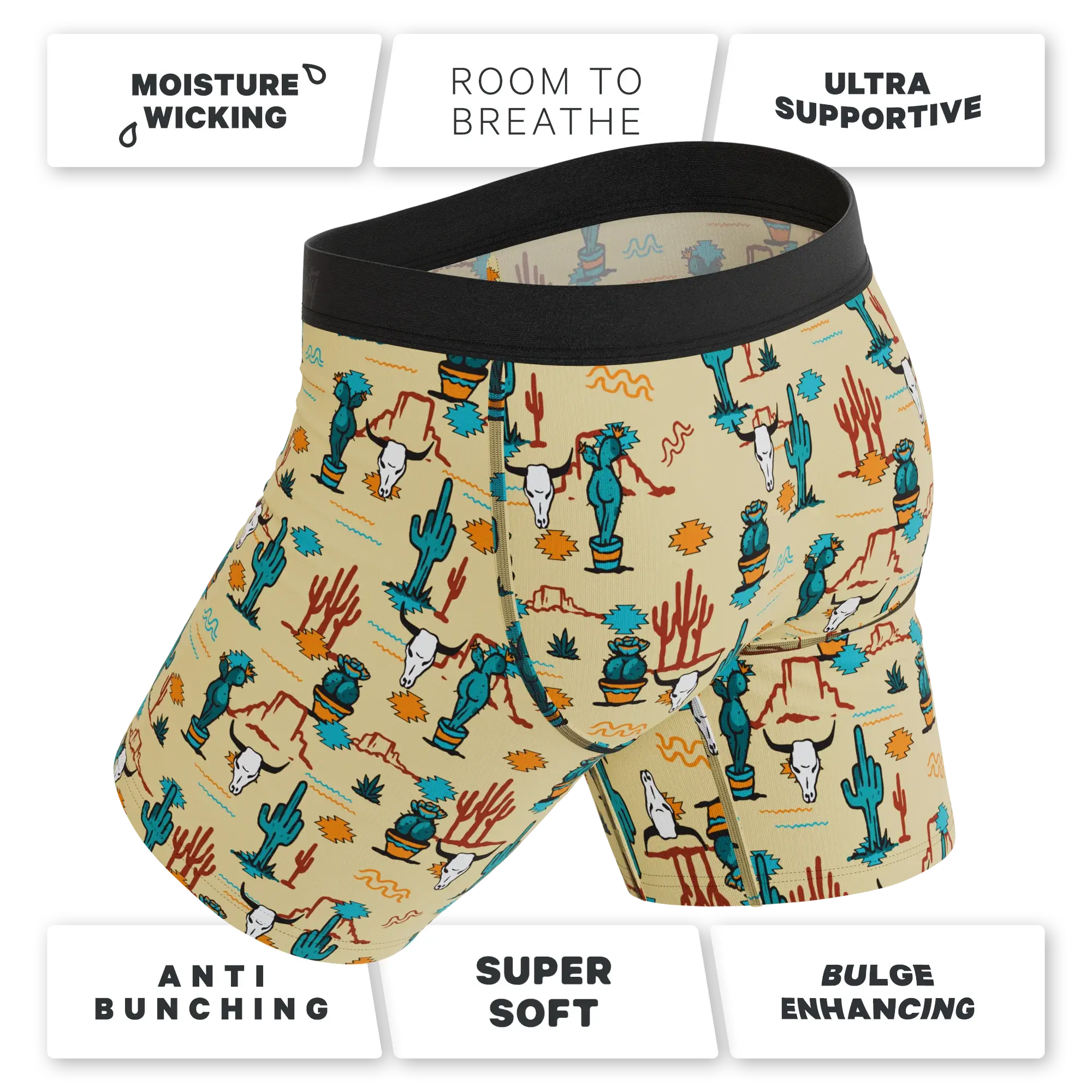 The Mirage | Western Cactus Long Leg Ball Hammock® Pouch Underwear With Fly - Shinesty - Flyclothing LLC