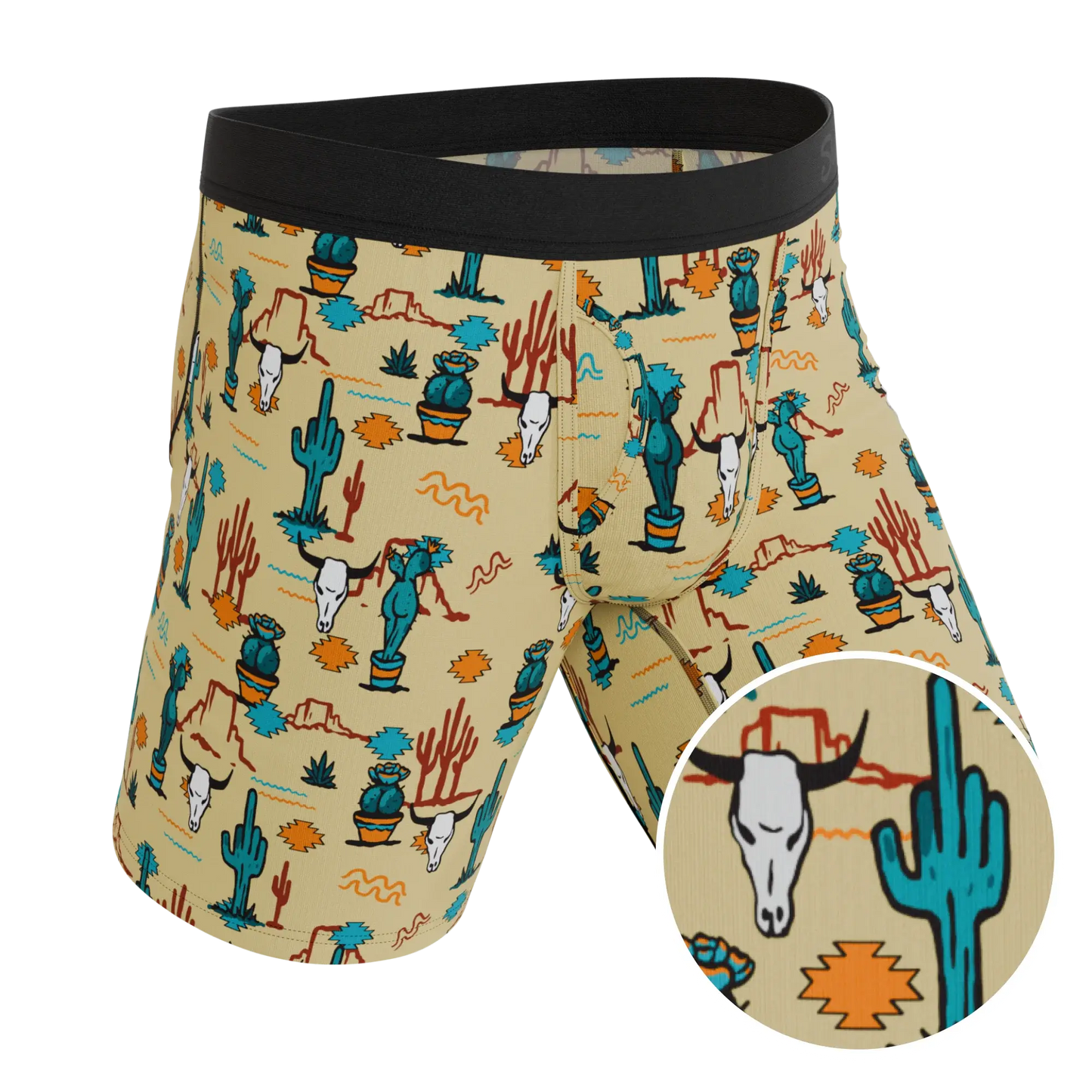 The Mirage | Western Cactus Long Leg Ball Hammock® Pouch Underwear With Fly - Shinesty - Flyclothing LLC