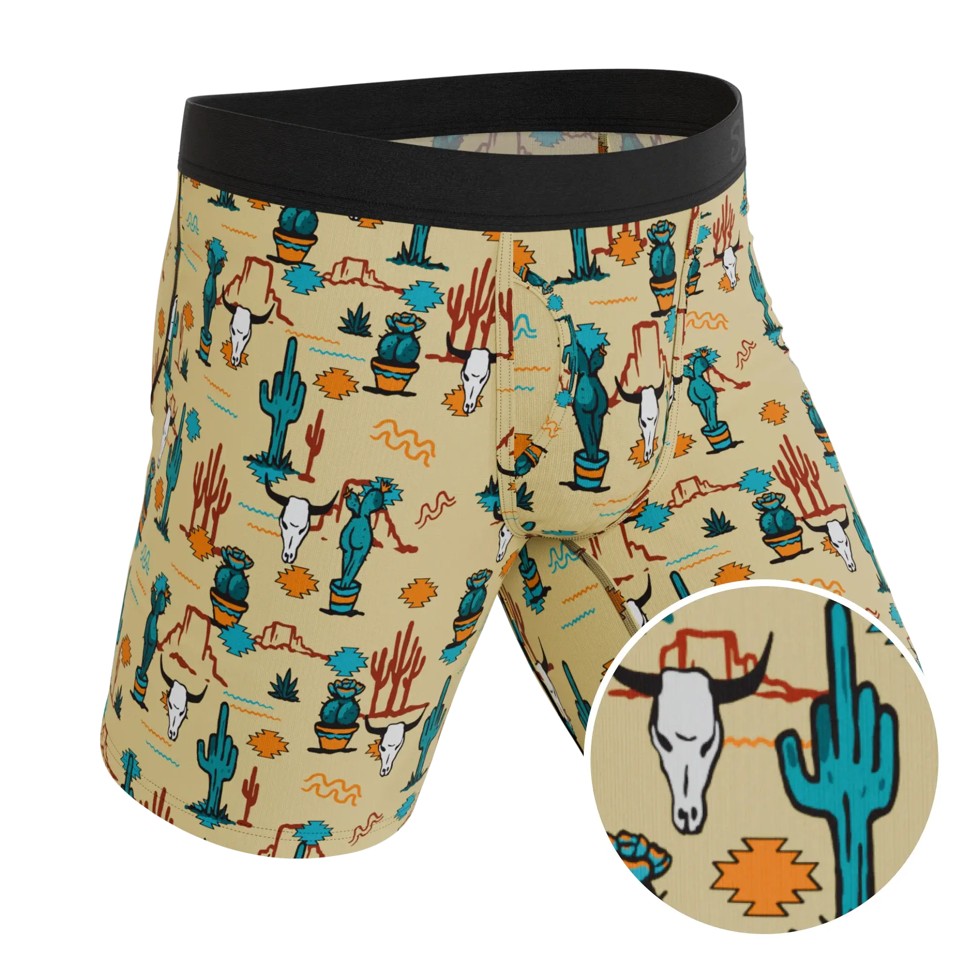 The Mirage | Western Cactus Long Leg Ball Hammock® Pouch Underwear With Fly - Shinesty - Flyclothing LLC