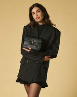Mirella (black) - Italian calf leather women's crossbody bag (with shoulder strap) - Leather Gloves Online - Flyclothing LLC