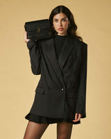 Mirella (black) - Italian calf leather women's crossbody bag (with shoulder strap) - Leather Gloves Online - Flyclothing LLC