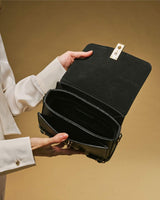 Mirella (black) - Italian calf leather women's crossbody bag (with shoulder strap) - Leather Gloves Online - Flyclothing LLC