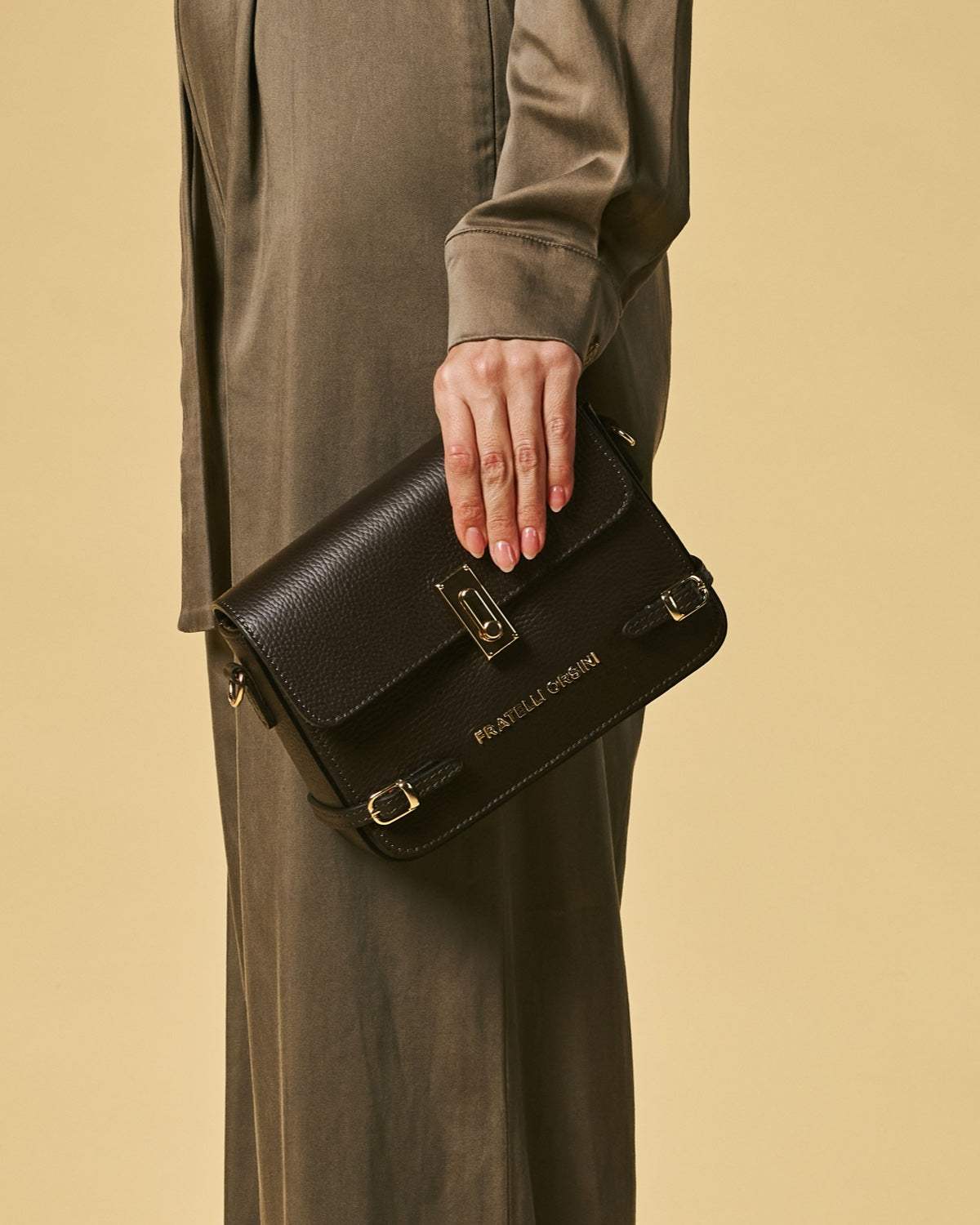 Mirella (dark brown) - Italian calf leather women's crossbody bag (with shoulder strap)