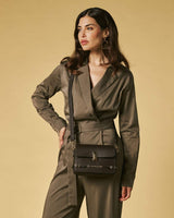 Mirella (dark brown) - Italian calf leather women's crossbody bag (with shoulder strap)