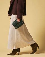 Mirella (green) - Italian calf leather women's crossbody bag (with shoulder strap)