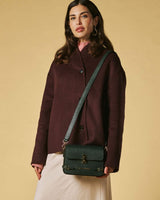 Mirella (green) - Italian calf leather women's crossbody bag (with shoulder strap)