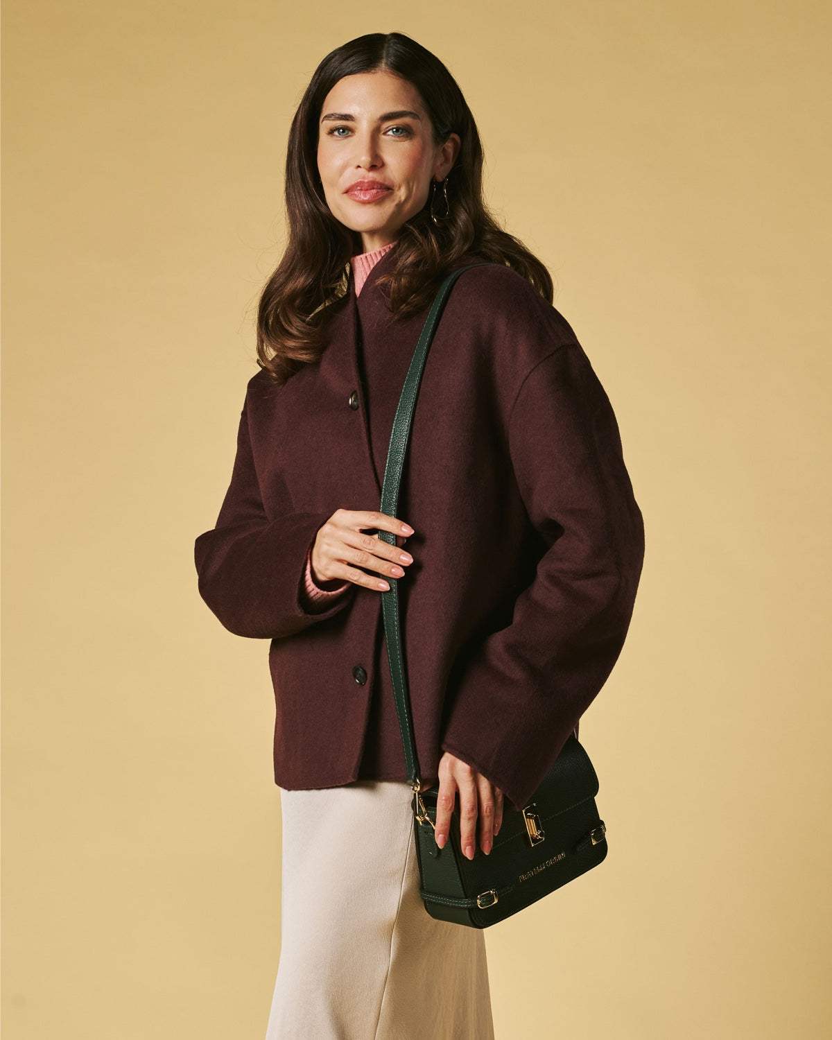 Mirella (green) - Italian calf leather women's crossbody bag (with shoulder strap)