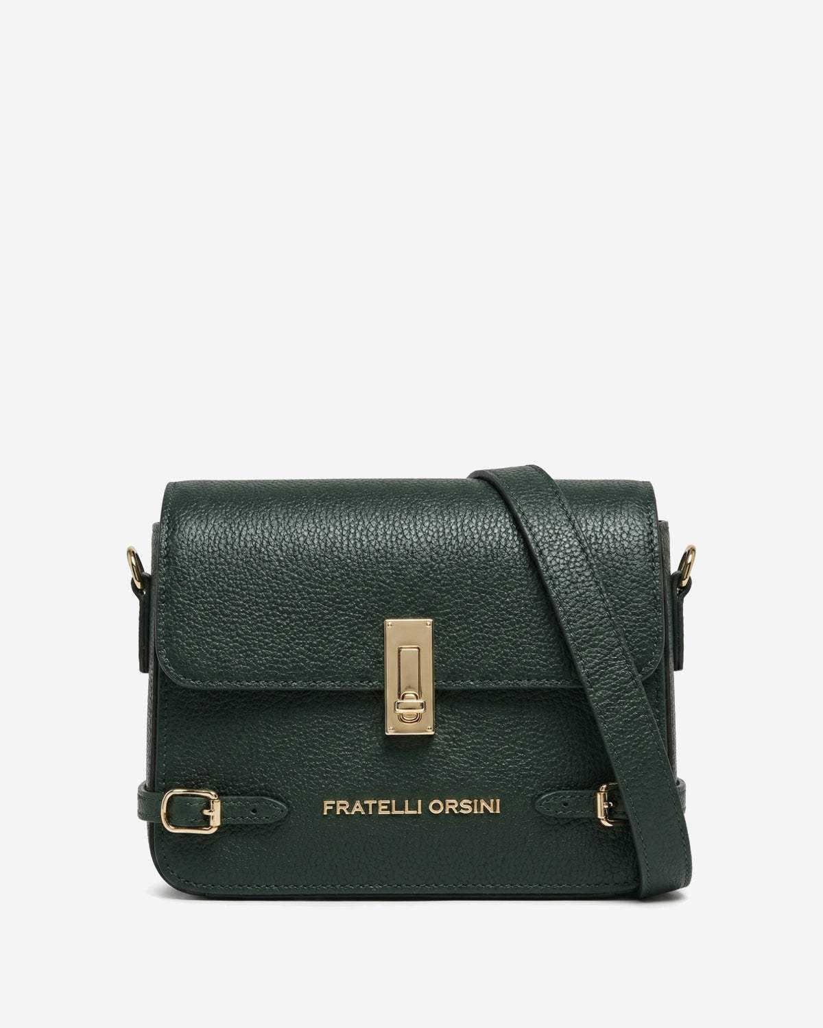 Mirella (green) - Italian calf leather women's crossbody bag (with shoulder strap)