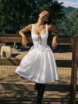 Madison Cotton Eyelet Square Neck Midi Dress