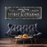Black Cat’s Spirits & Charms Bar Halloween Sign - Tailored Canvases - Flyclothing LLC