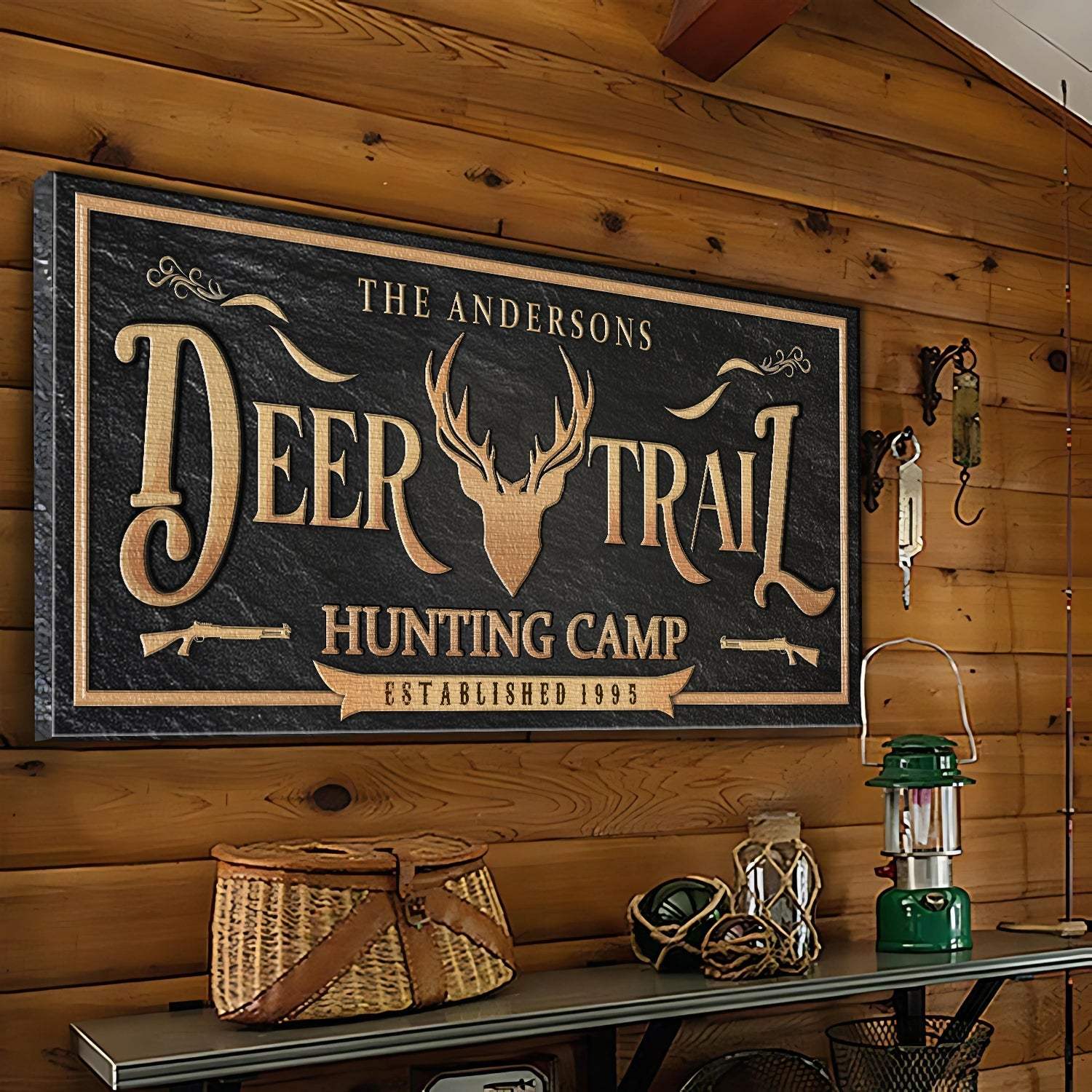 Personalized Deer Trail Hunting Camp Sign - Tailored Canvases - Flyclothing LLC