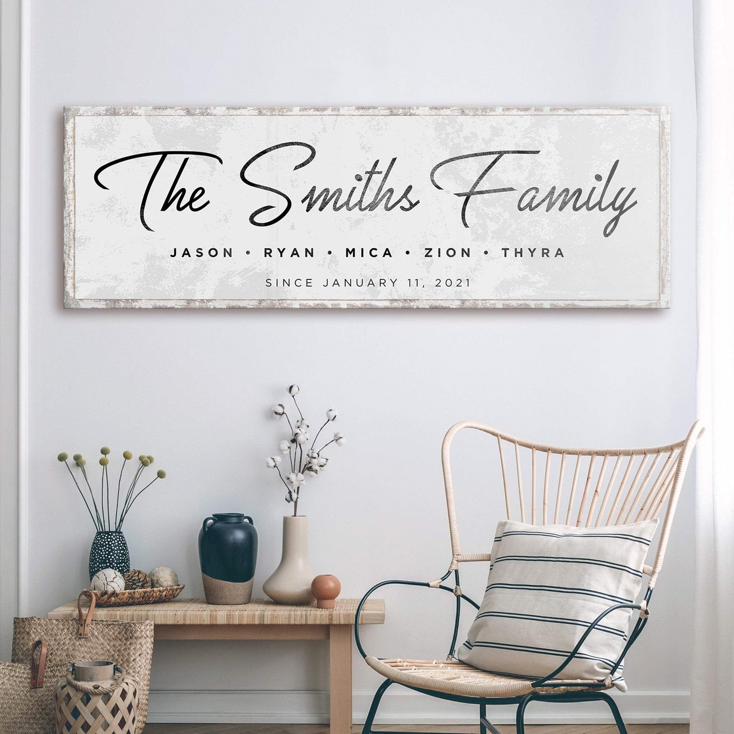 Last Name Family Sign Black And White - Tailored Canvases - Flyclothing LLC