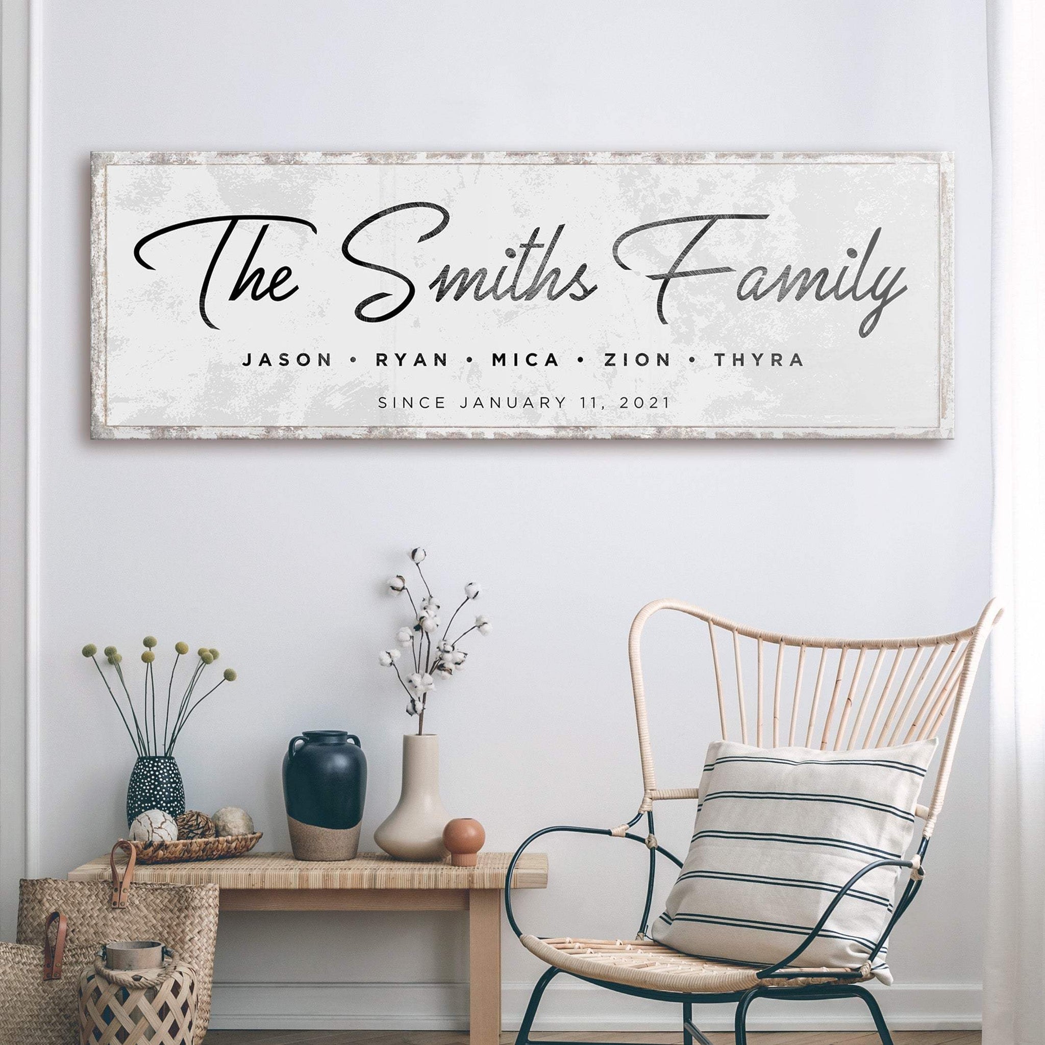 Last Name Family Sign Black And White - Tailored Canvases - Flyclothing LLC