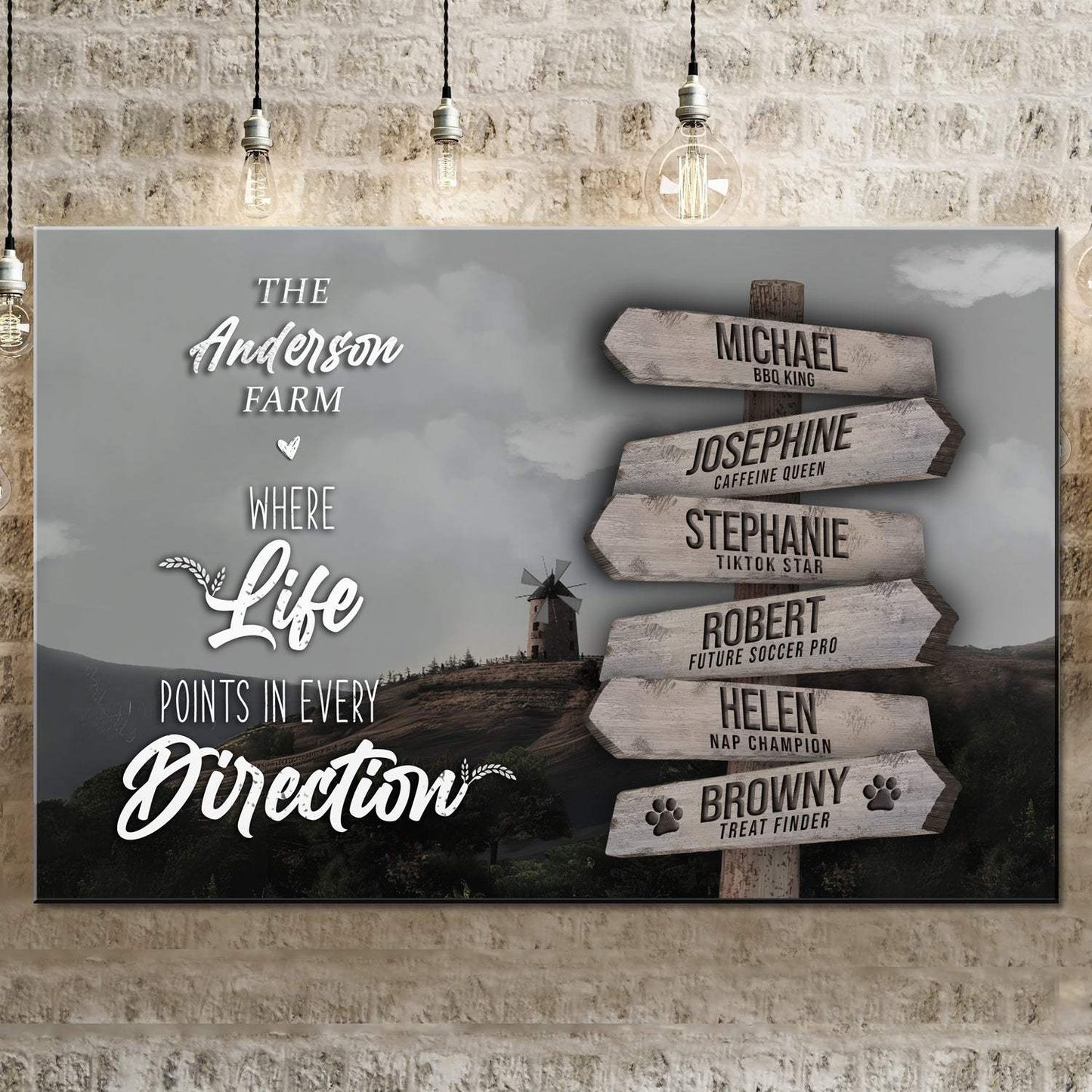 Where Life Points In Every Direction Family Farm Names Sign II - Tailored Canvases - Flyclothing LLC