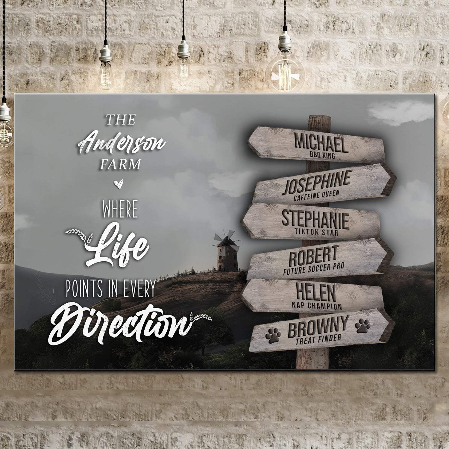 Where Life Points In Every Direction Family Farm Names Sign II - Tailored Canvases - Flyclothing LLC