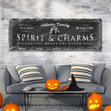 Black Cat’s Spirits & Charms Bar Halloween Sign - Tailored Canvases - Flyclothing LLC