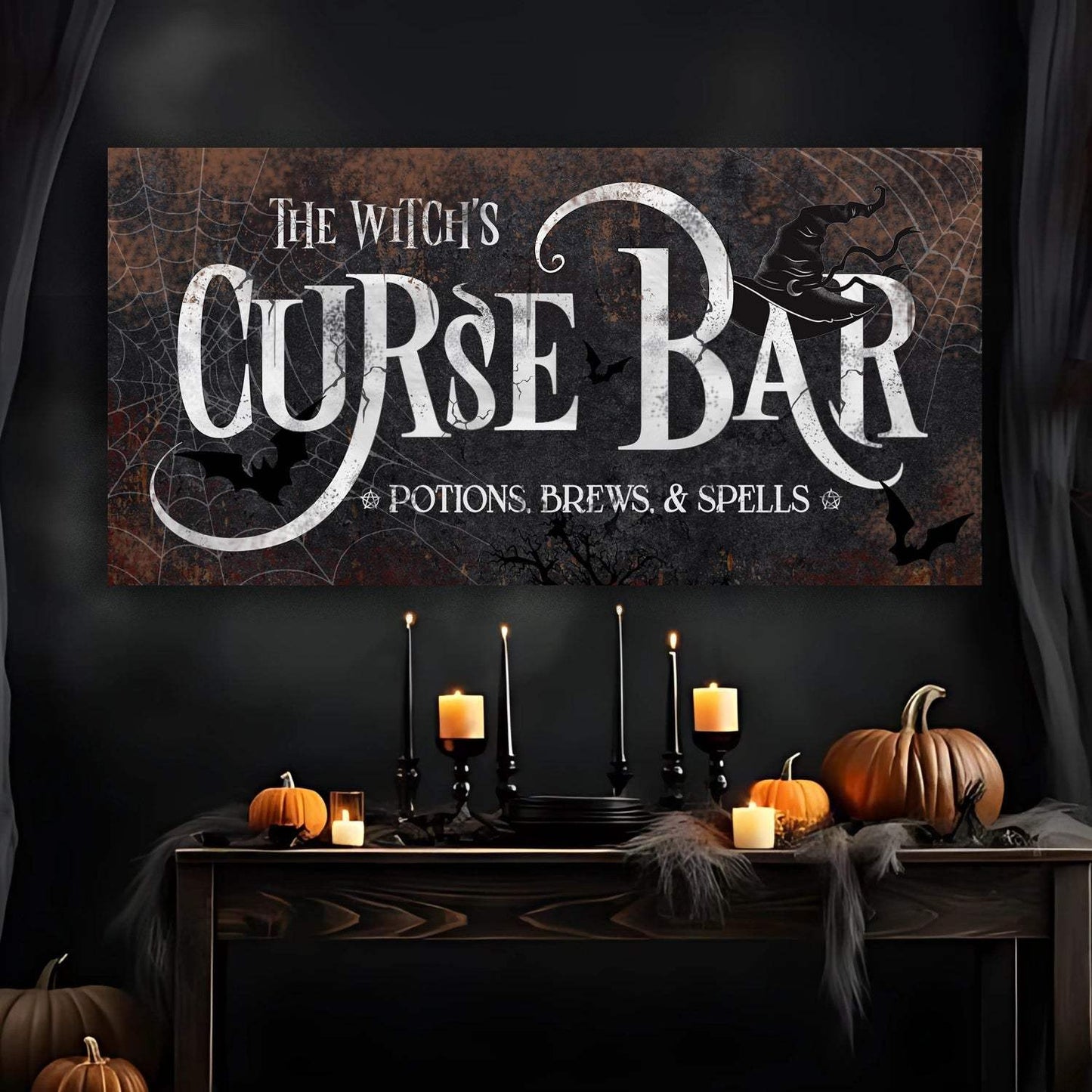 The Witch's Curse Bar Halloween Sign III - Tailored Canvases - Flyclothing LLC