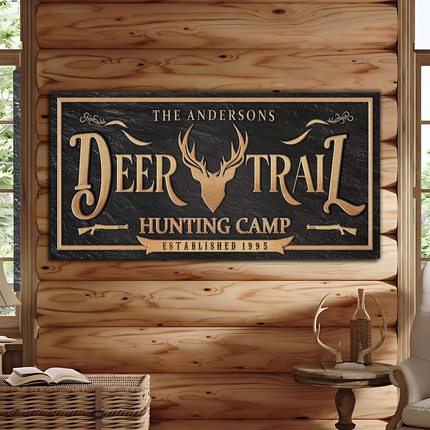 Personalized Deer Trail Hunting Camp Sign - Tailored Canvases - Flyclothing LLC