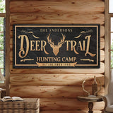 Personalized Deer Trail Hunting Camp Sign - Tailored Canvases - Flyclothing LLC