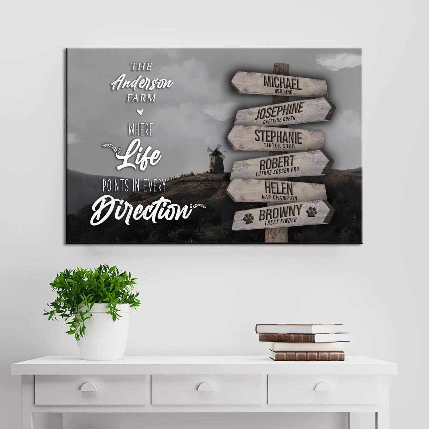 Where Life Points In Every Direction Family Farm Names Sign II - Tailored Canvases - Flyclothing LLC