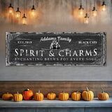 Black Cat’s Spirits & Charms Bar Halloween Sign - Tailored Canvases - Flyclothing LLC