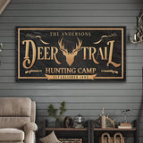 Personalized Deer Trail Hunting Camp Sign - Tailored Canvases - Flyclothing LLC