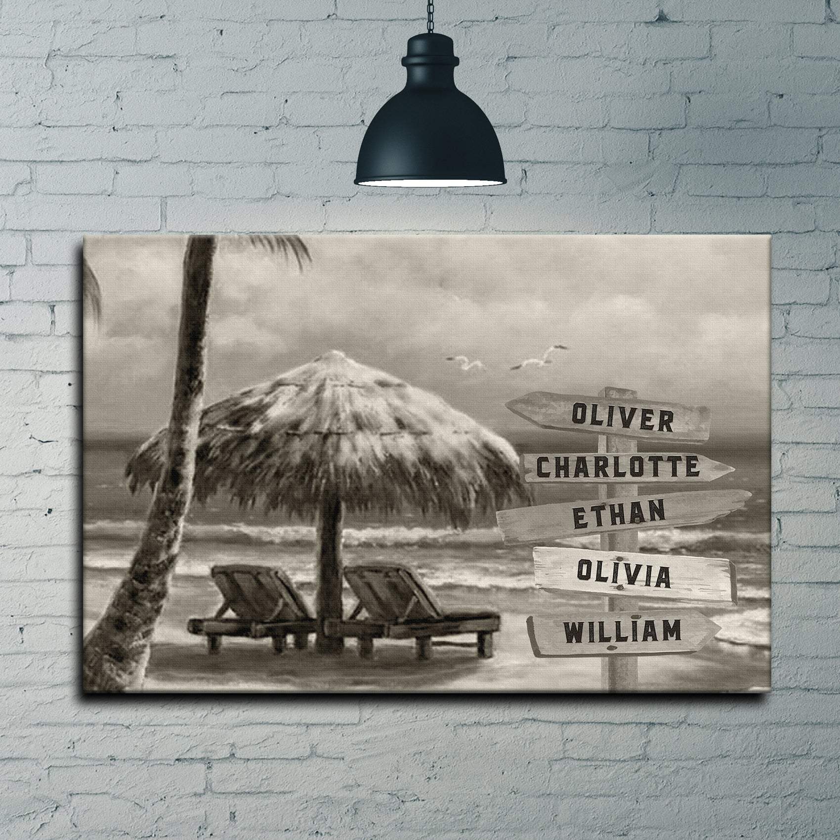 Monochrome Beach Name Sign - Tailored Canvases - Flyclothing LLC