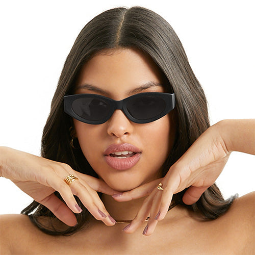 Kat x Money Moves - Black Cateye Sunglasses - TopFoxx - Flyclothing LLC