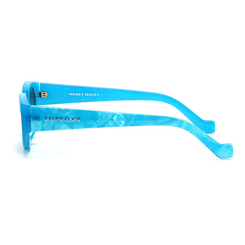 Kat x Money Moves - Blue Cateye Sunglasses - TopFoxx - Flyclothing LLC