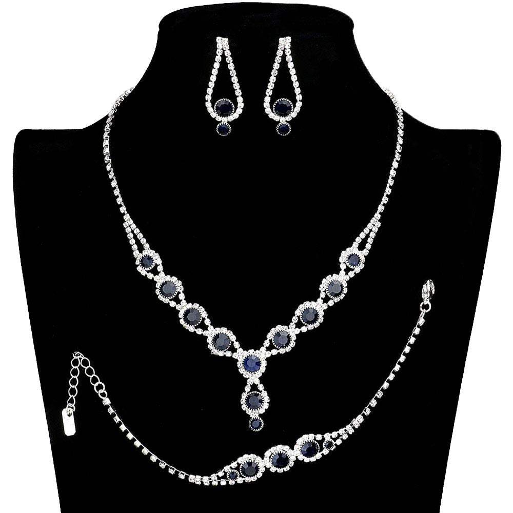 3PCS Rhinestone Bubble Necklace Jewelry Set - Madeline Love - Flyclothing LLC
