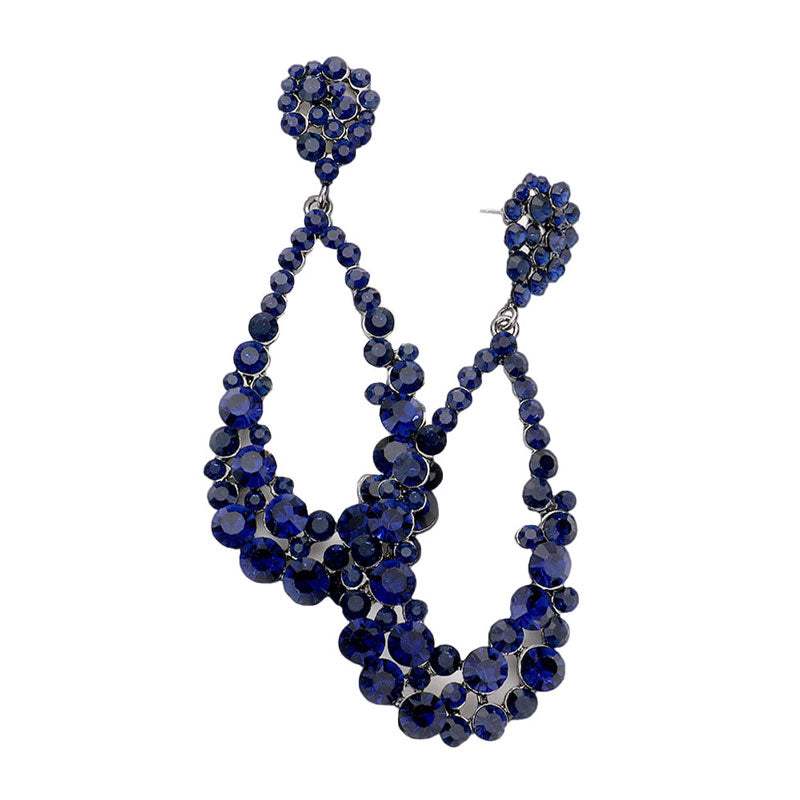 Crystal Bubble Cluster Teardrop Evening Earrings - Madeline Love - Flyclothing LLC