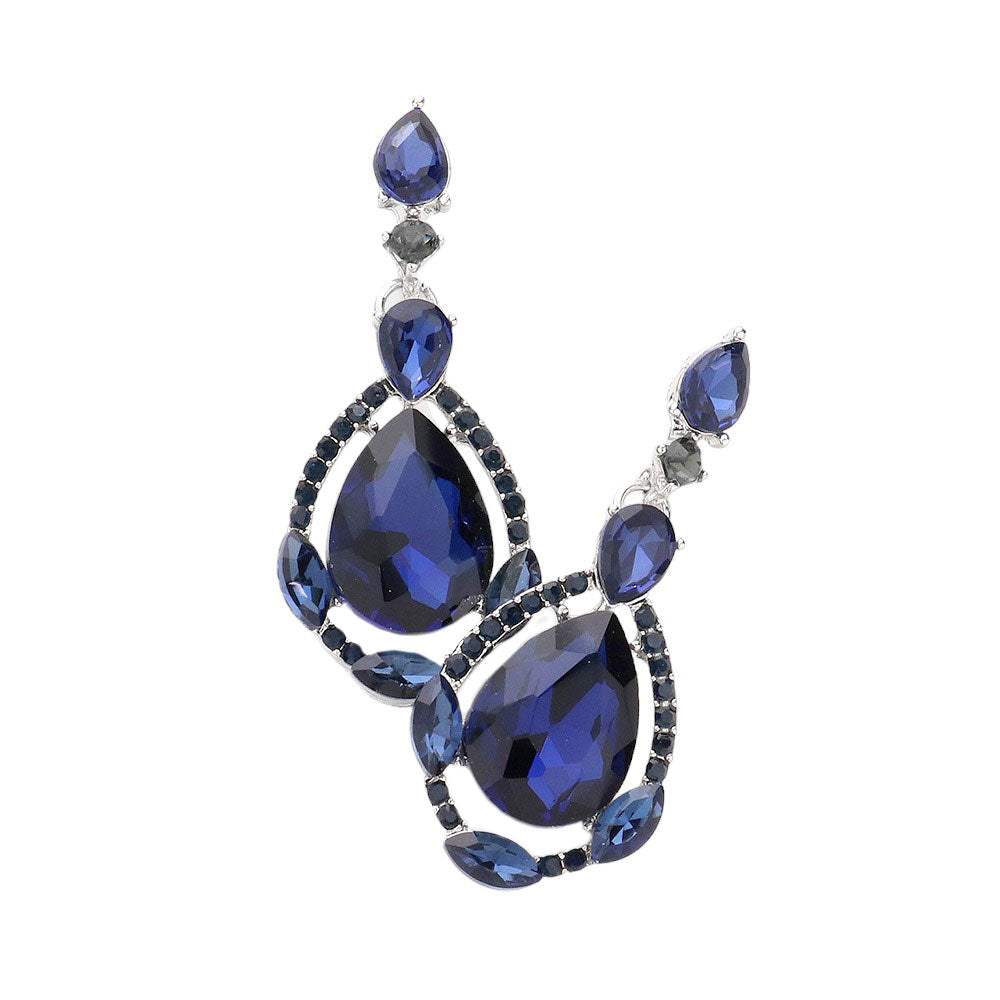 Crystal Rhinestone Teardrop Evening Earrings - Madeline Love - Flyclothing LLC