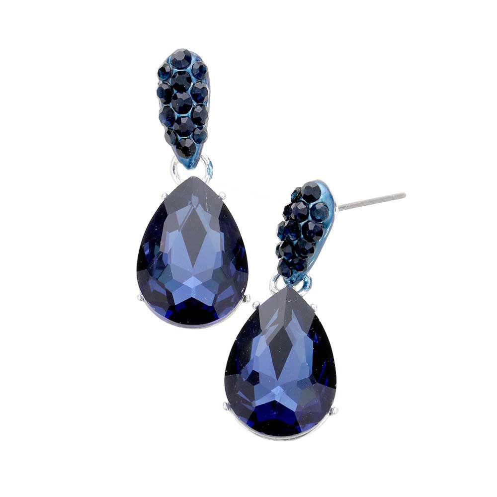 Crystal Teardrop Rhinestone Pave Evening Earrings - Madeline Love - Flyclothing LLC