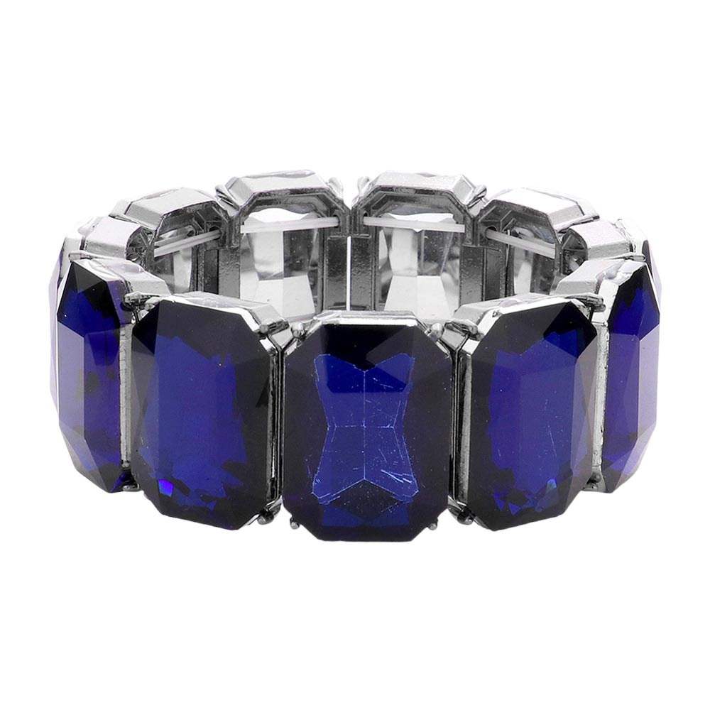 Emerald Cut Stone Stretch Evening Bracelet - Madeline Love - Flyclothing LLC