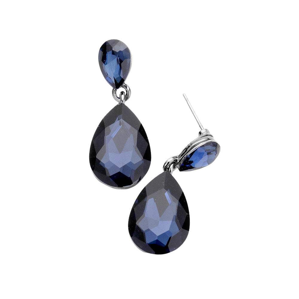 Glass Crystal Teardrop Dangle Earrings - Madeline Love - Flyclothing LLC
