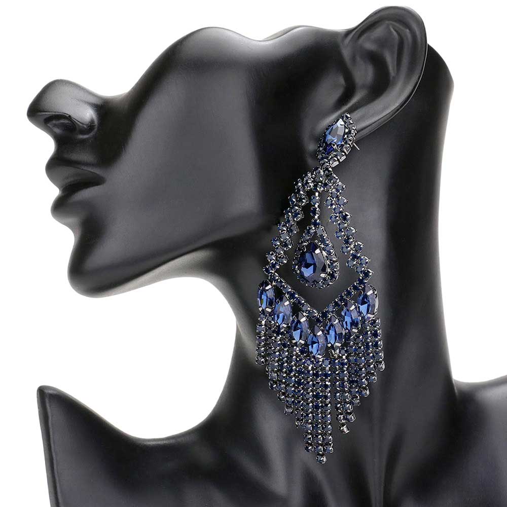 Teardrop Crystal Rhinestone Chandelier Evening Earrings - Madeline Love - Flyclothing LLC