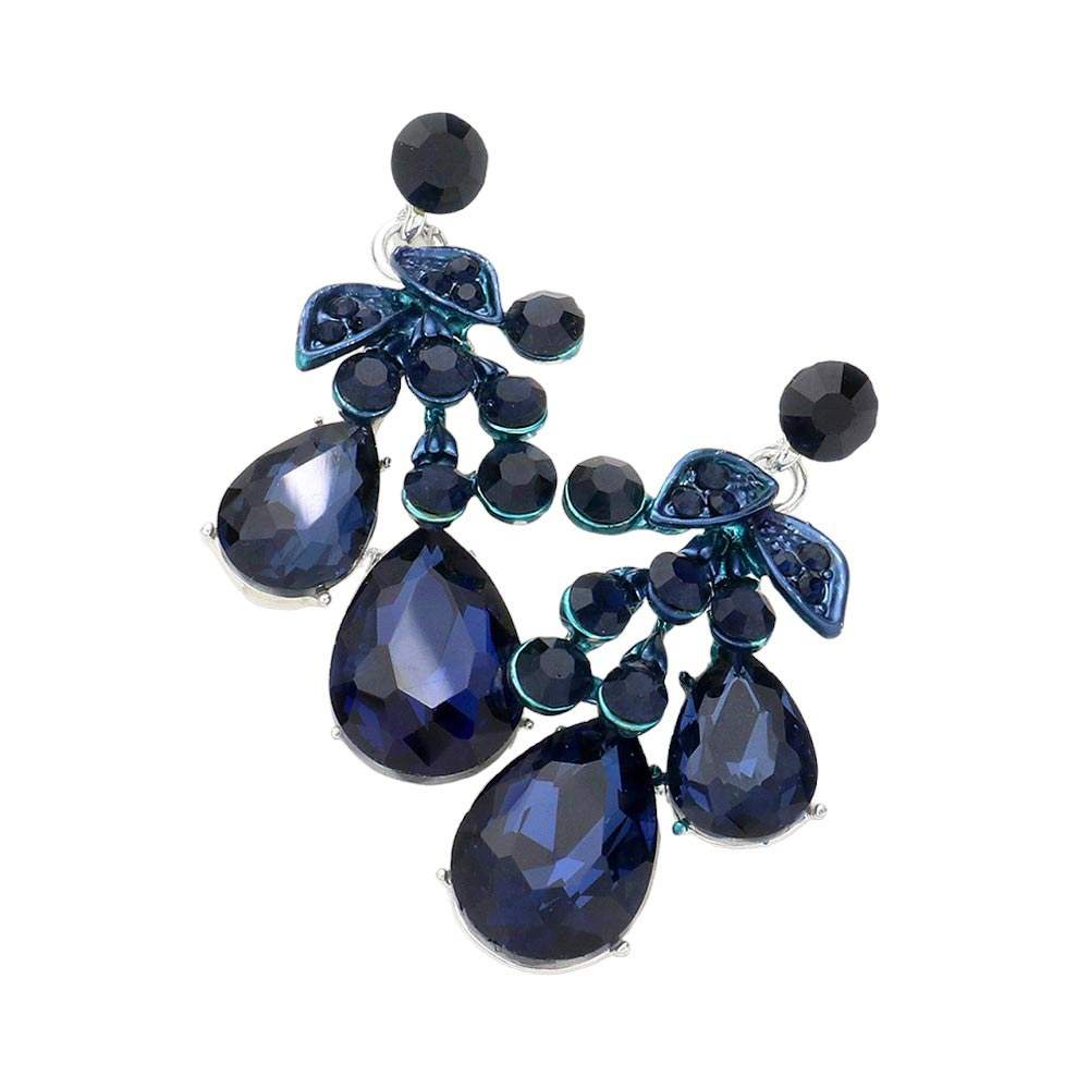 Teardrop Stone Cluster Dangle Evening Earrings - Madeline Love - Flyclothing LLC