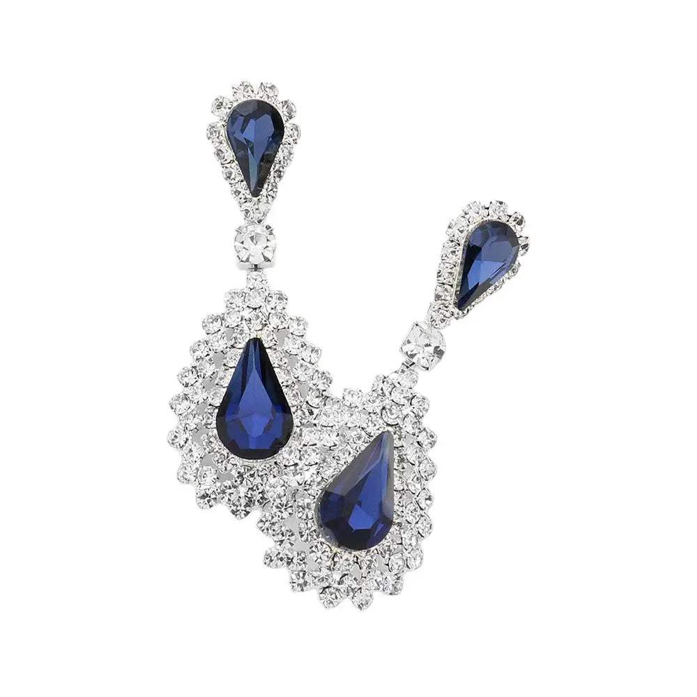 Teardrop Stone Dangle Evening Earrings - Madeline Love - Flyclothing LLC