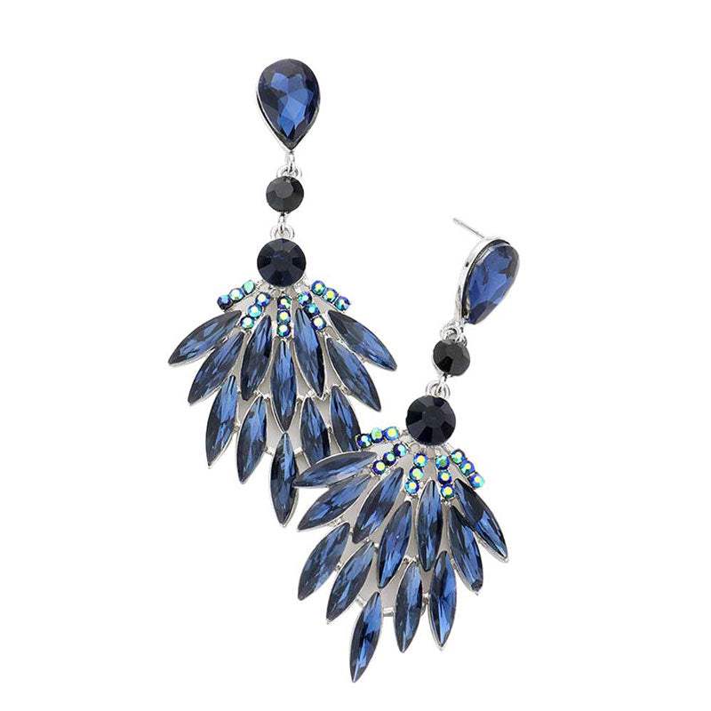 Trendy Marquise Stone Cluster Evening Earrings - Madeline Love - Flyclothing LLC