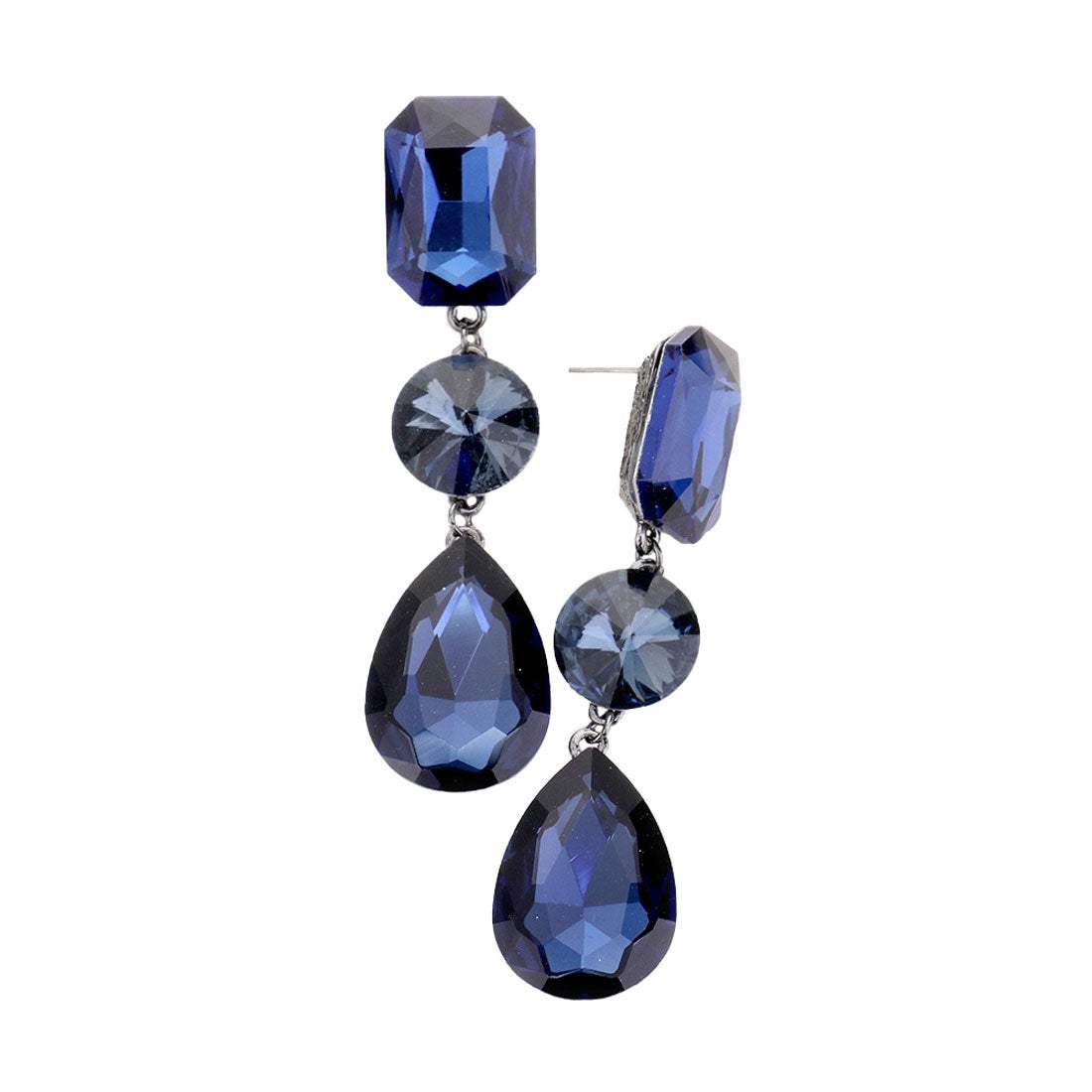 Triple Crystal Rhinestone Evening Earrings - Madeline Love - Flyclothing LLC