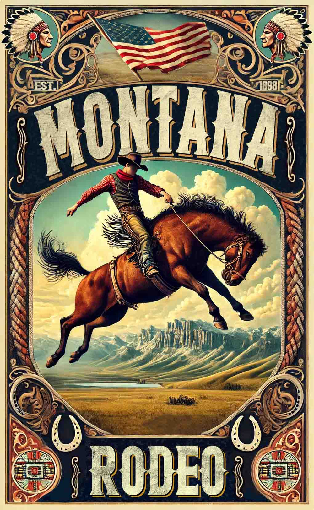 Black Market Art Company Montana Rodeo Poster & Art Print / Wall Art / Western Decor Print